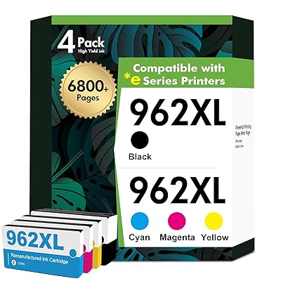 962 962XL 9015e 9018e Ink Cartridges Combo Pack: Replacement for HP Ink 962XL Black and 962 Color 962XL 962 OfficeJet Pro 9010 9025e 9015 9020 9018 9025 9010e 9012e 9014e Printer 4 Pack