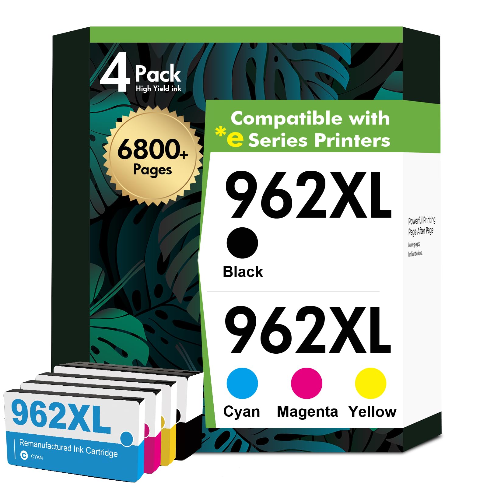962 962XL 9015e 9018e Ink Cartridges Combo Pack: Replacement for HP Ink 962XL Black and 962 Color 962XL 962 OfficeJet Pro 9010 9025e 9015 9020 9018