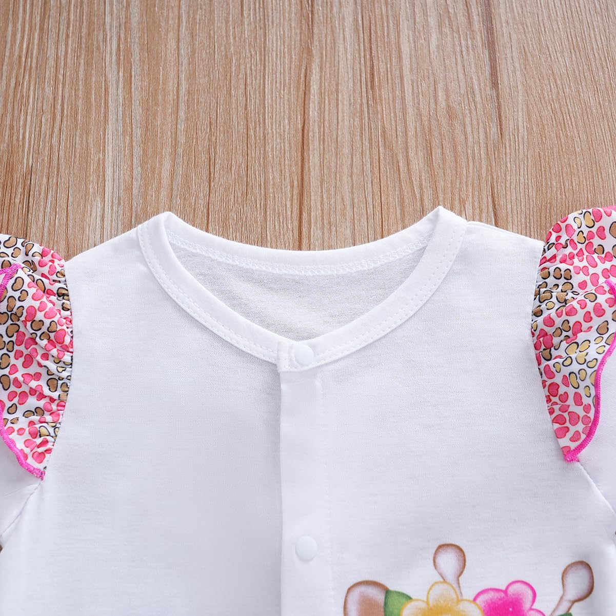 Cute Zebra Giraffe With Floral Print Long Sleeve Baby Girl Clothes White Jumpsuit For Baby One-Piece Romper - Image 2