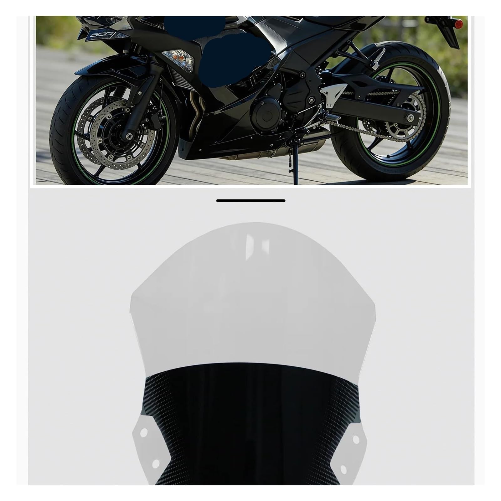 cupolino moto Per Kawasaki Per Ninja 500 Per SE Per 2024-2025 Parabrezza Moto Doppia Bolla Deflettore Del Vento(verde)