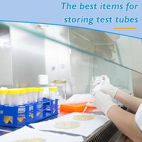 Miniatura 5 de Estante para tubos de ensayo - Soporte de tubo de ensayo de plástico de 5 piezas, Estante de tubo de ensayo de laboratorio de 40 agujeros, Estante