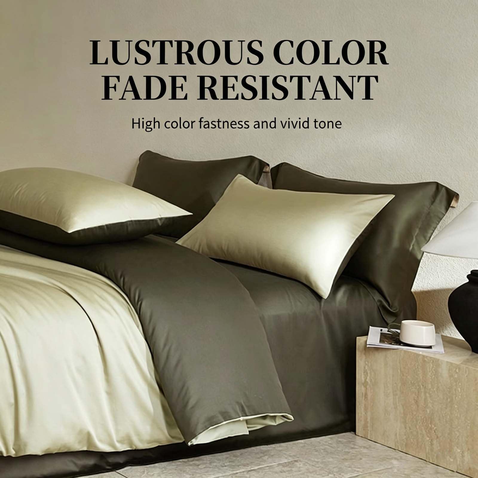 Set di biancheria da letto Queen Size 100S in cotone a fibra lunga, 4 pezzi, ultra morbido e liscio, include 1 copripiumino, 1 lenzuolo con angoli e 2 federe per camera da letto, dormitorio