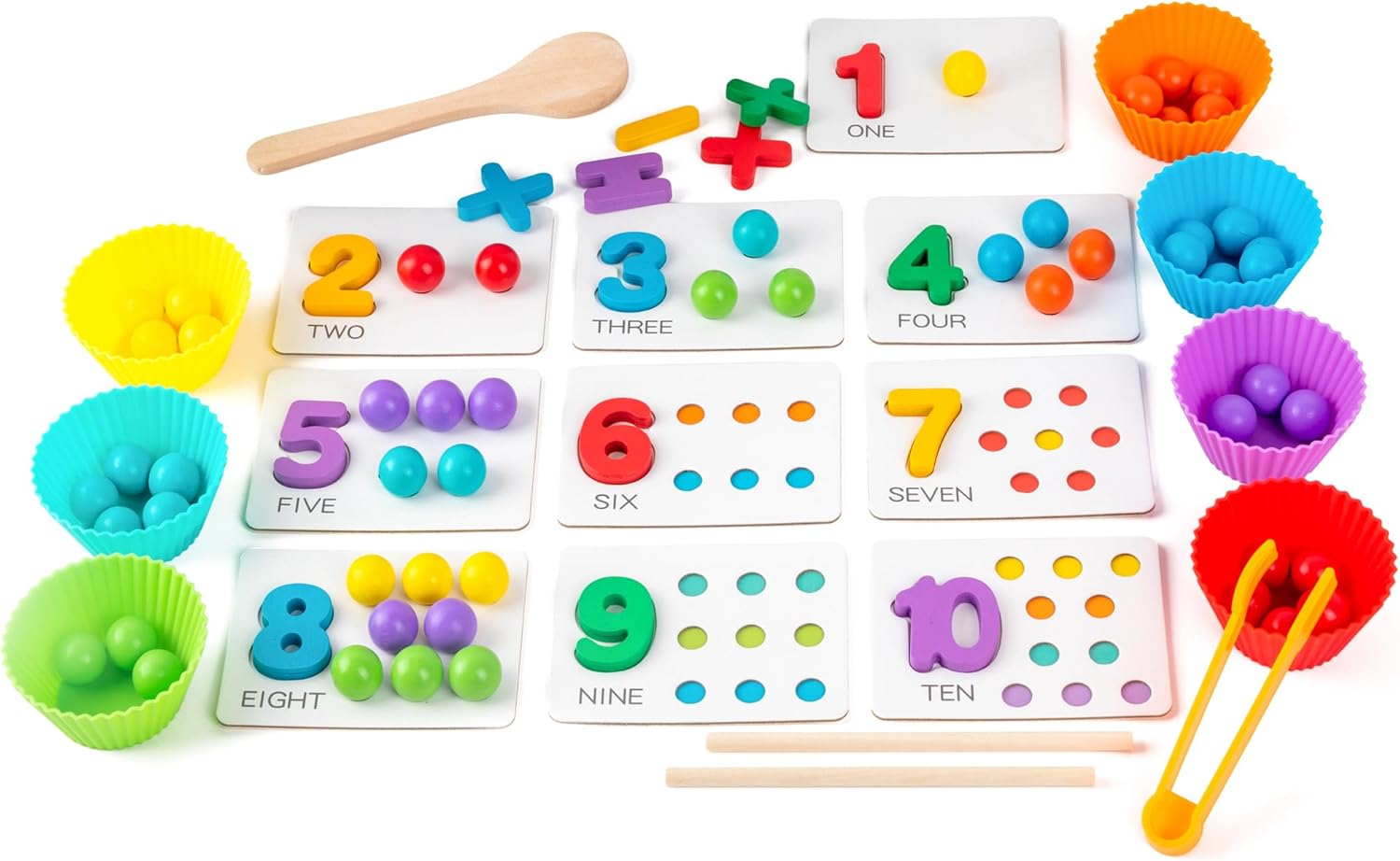 Fine Motor Toys，Wooden Peg Board Bead Game for Toddlers - Rainbow Stacking, Color Sorting & Counting Toys | Fine Motor Skills Development | Math Learning Games for 3 4 5 Years Old