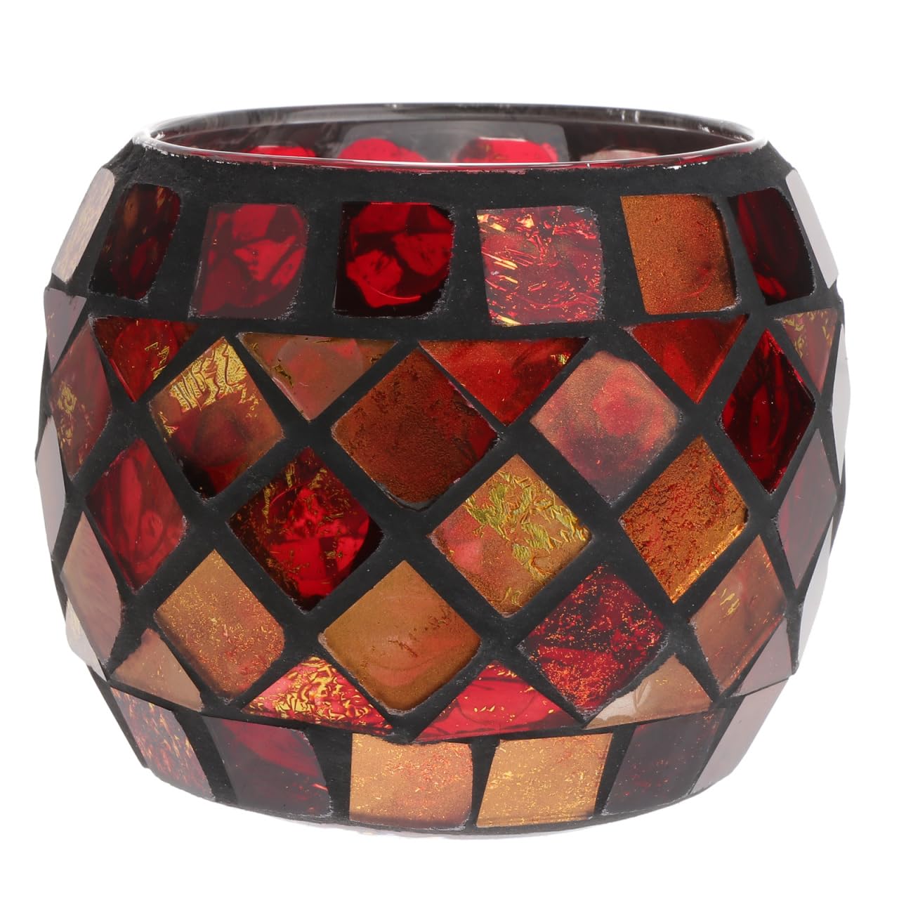 Bougeoir en verre mosaïque rouge vintage pour décoration de table