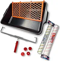 Kit Para Pintura Com Bandeja 20L para Parede, Teto + Suporte Duplo Com 2 Rolo De Lã Respingo Zero - Original