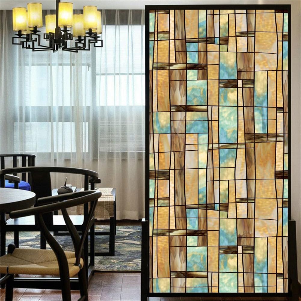 Privacy Windows Film European Style Stained Glass Window Stickers Static Cling Decorative Frosted Window Films Window Coverings 31.49"x70.8"(80x180cm)(W x L)