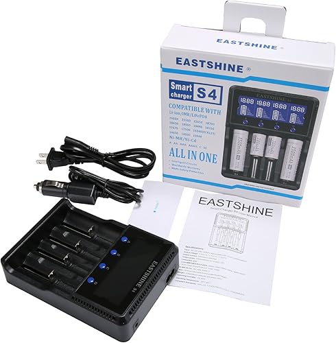 Miniatura 7 de Cargador de batería inteligente universal de 4 bahías para baterías recargables NiMH NiCd AA AAA C Li-ion LiFePO4 IMR 18650 21700 20700 26650 14500