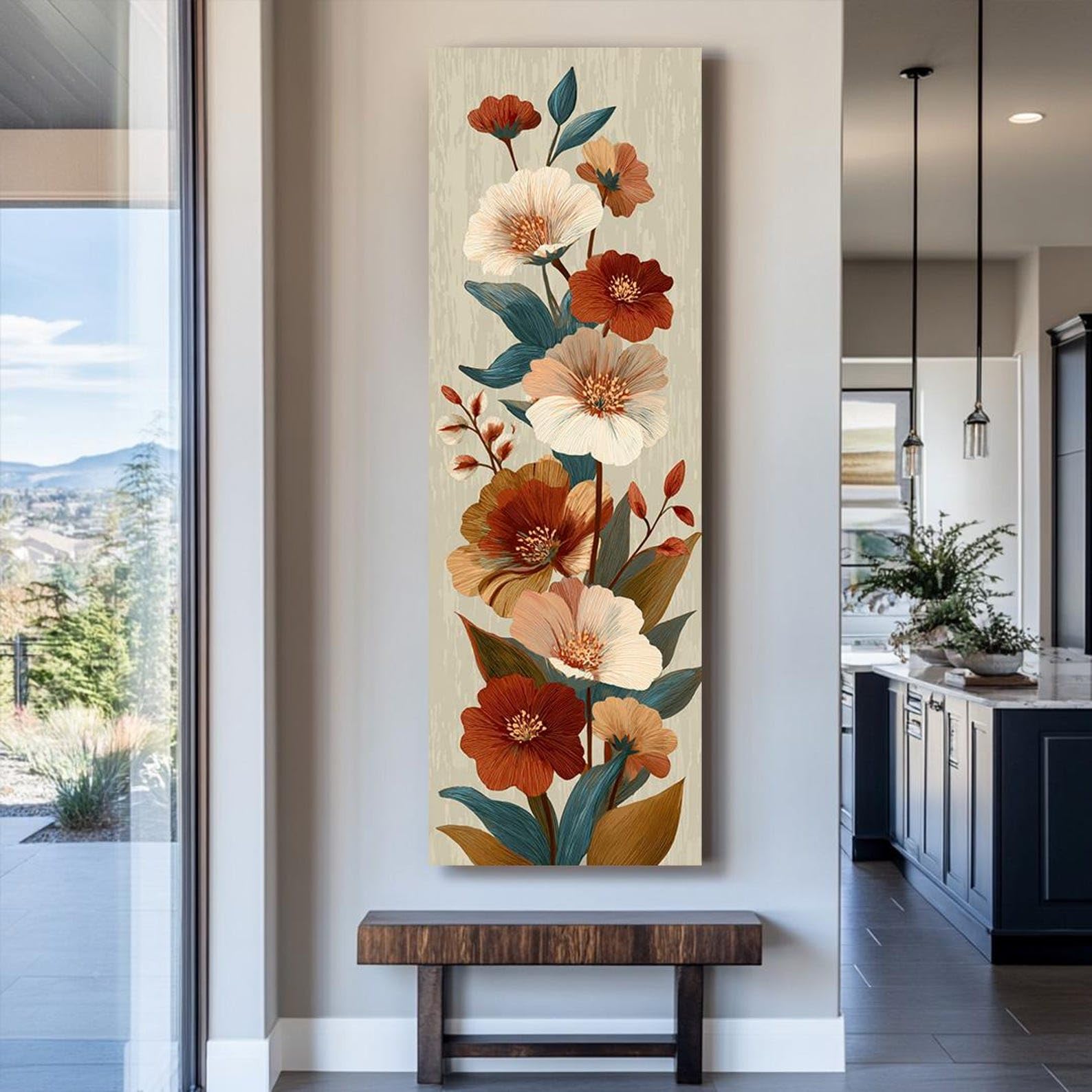 Images étroites et hautes pour habiller un mur vide : toile florale 70x210 cm - 8