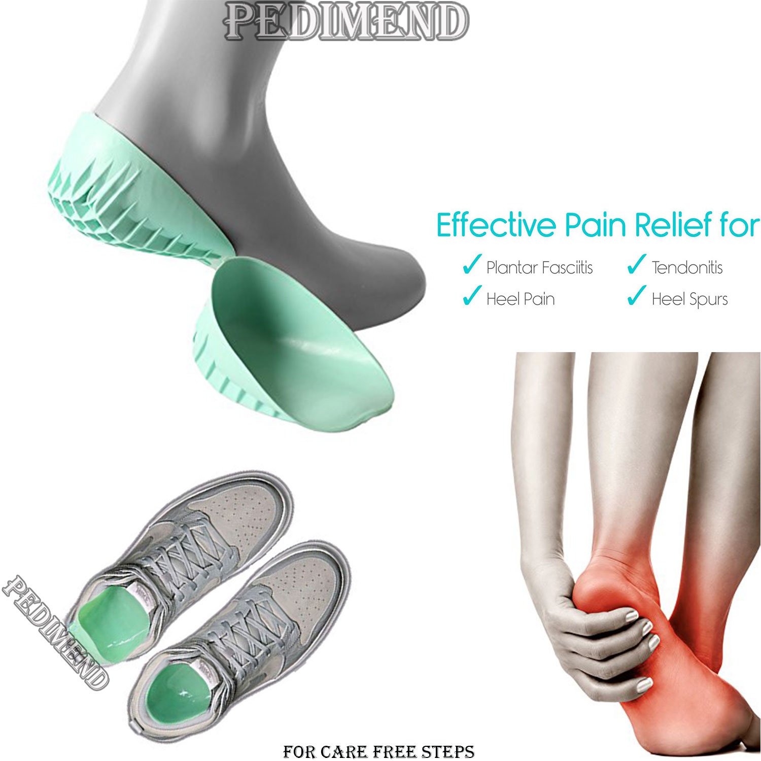Pedimendtm di alta qualità e senza lattice sul tallone ideali per fascite plantare (2PAIR – 4pcs) | per uomini e donne | alleviare la fascite plantare, dolore al tallone e di Achille, | reduce &