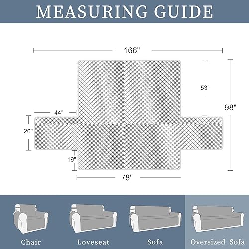 Miniatura 6 de Ycosy Fundas acolchadas impermeables para sofá de 3 cojines, funda de tela lavable antideslizante, súper suave, gruesa, protector de muebles para