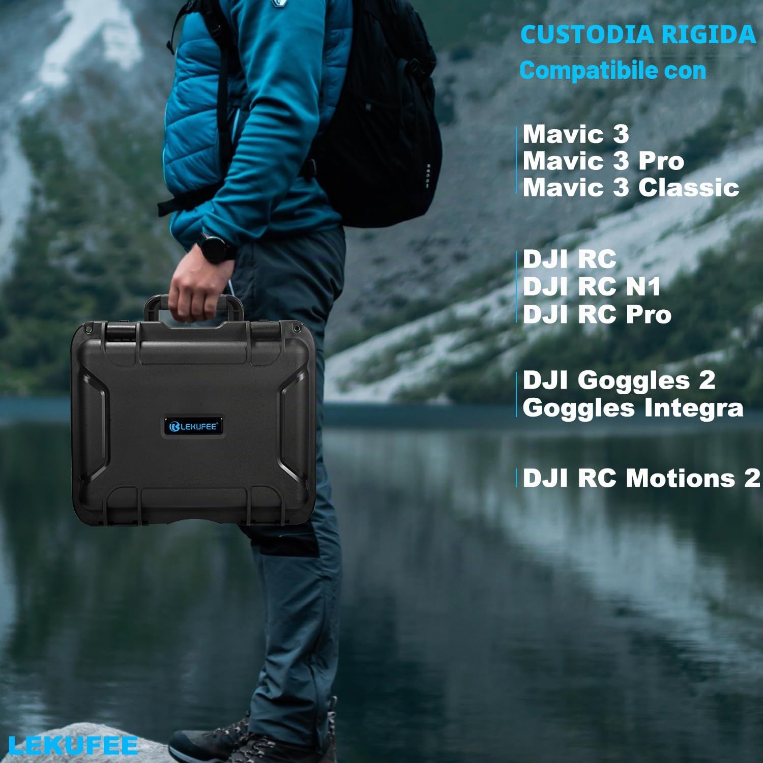 LEKUFEE Custodia Impermeabile per DJI Mavic 3 Pro/Classic/Cine/Combo, RC Pro/RC 2/RC N3/N2/N1, Goggles 3/2/Integra, RC Motion 3/2 Controller e Accessori (Solo Valigia)