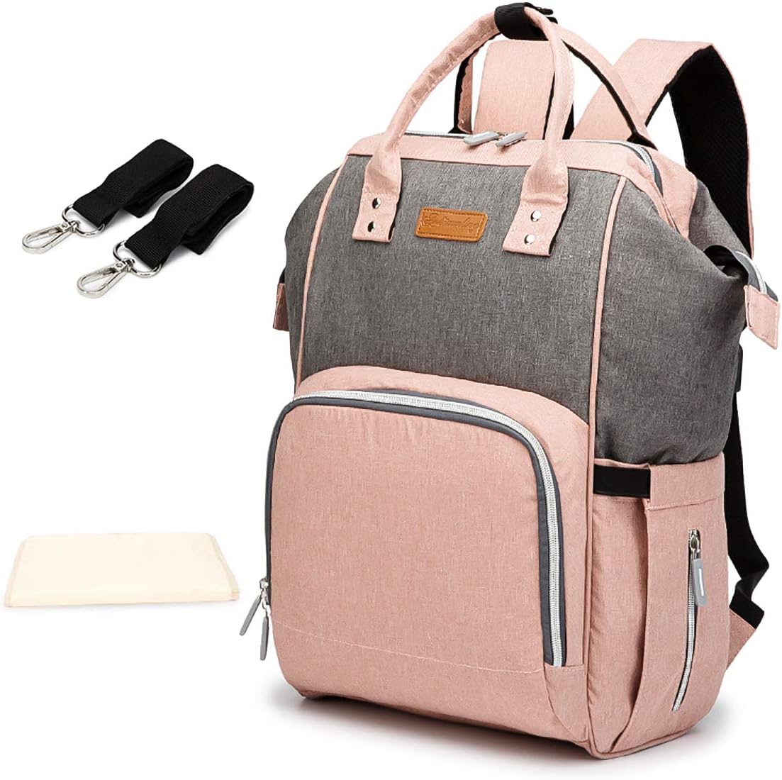 Multifunction Baby Nappy Changing Backpack,Changing Mat,USB Interface