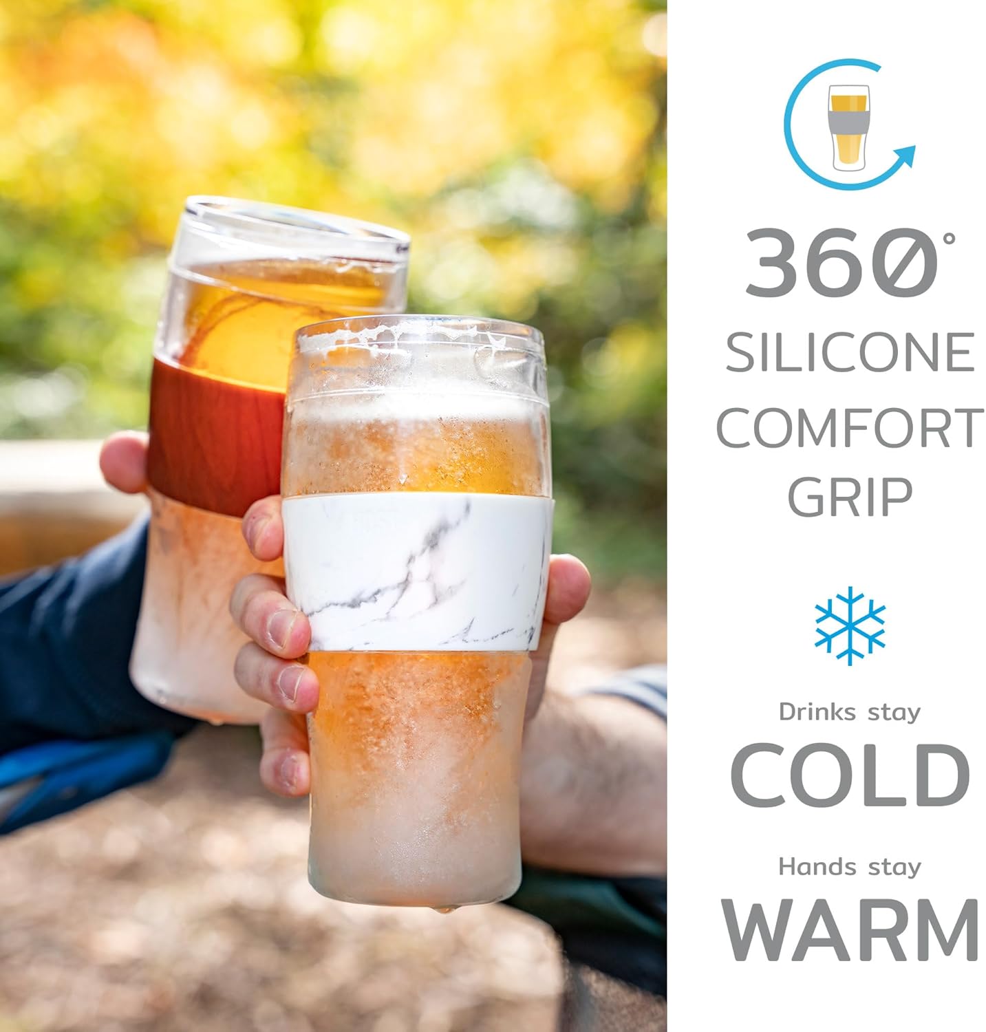 Host FREEZE Beer Glasses, Frozen Brew Mugs, Freezable Pint Glass Set, Insulated Beer Glass to Keep Your Drinks Cold, Double Walled Insulated Glasses, Gift for Dad, 16oz, Set of 2, Burnt Orange - Image 4