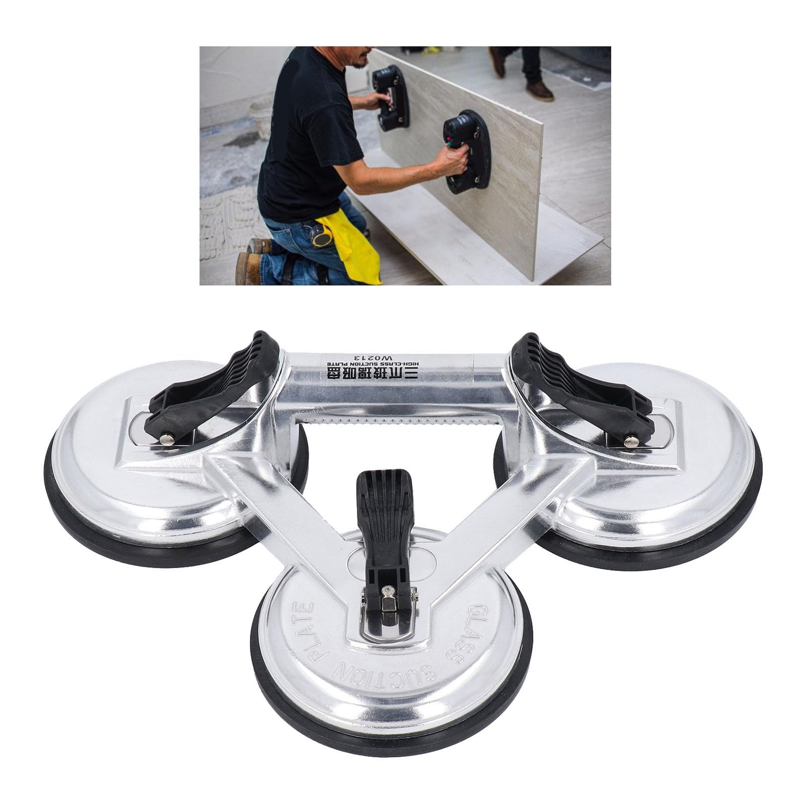 Lifting Suction Cup, 170kg Horizontal Triple Suction Cup Lifter for Mirror Glass