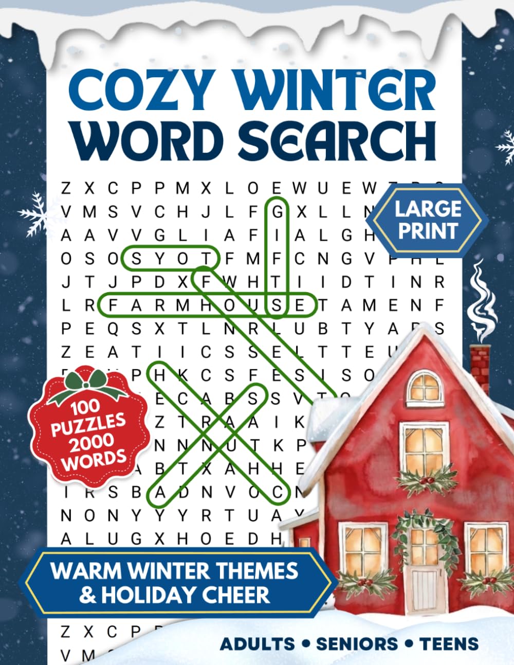 Cozy Winter - Word Search Large Print Puzzles for Adults & Seniors: 100 Relaxing Word Finds - Holiday Cheer & Warm Winter Themes - 2,000 words