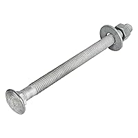 Vista 13 de Kit de pernos de carro galvanizado de 1/2 x 3 pulgadas (25 unidades), grado 307A, incluye arandelas planas USS de 1/2 pulgada (25 piezas) y tuercas