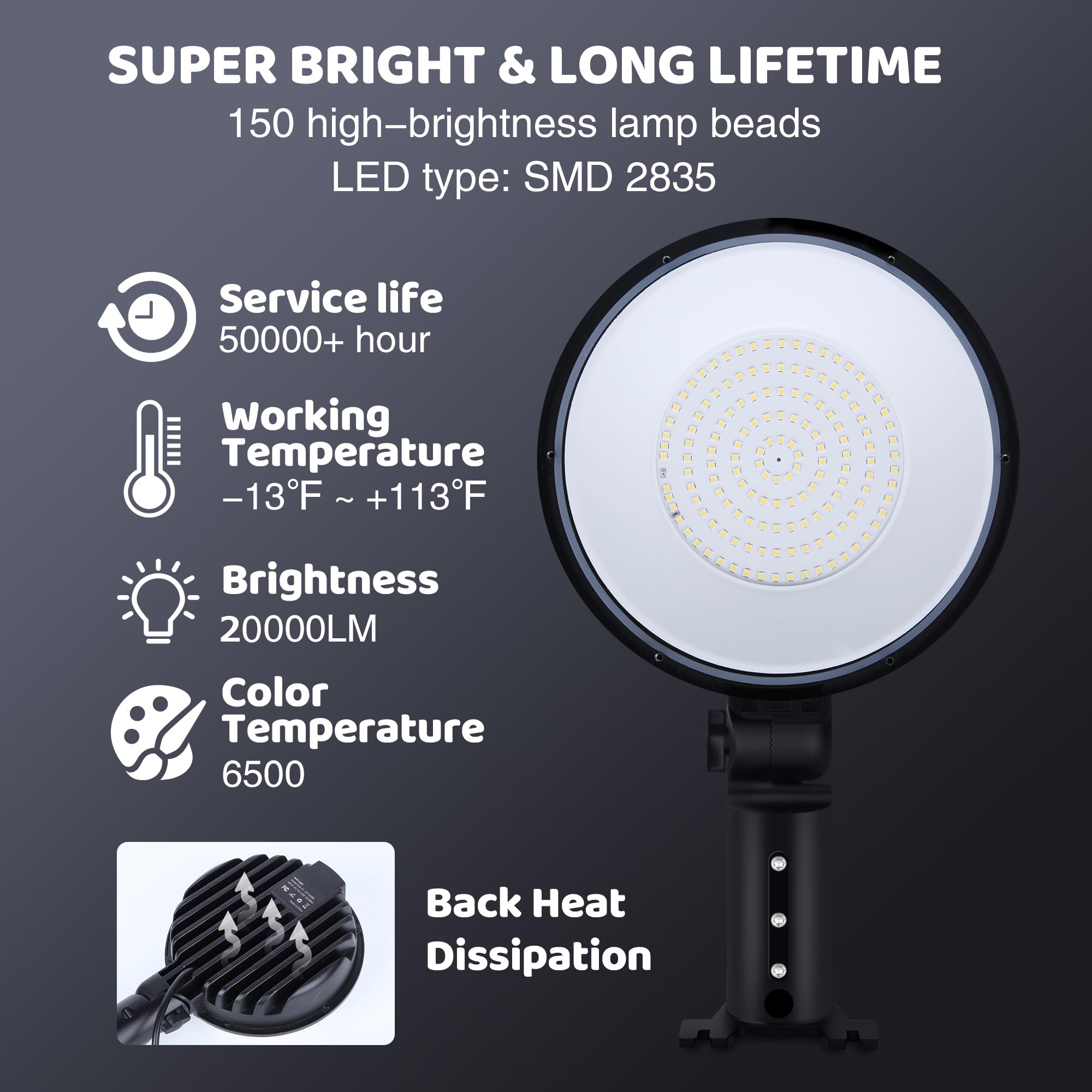 180W LED Barn Light – Dusk To Dawn Sensor, 20000LM 6500K, IP66 Waterproof, 150° Adjustable For Yard & Farm