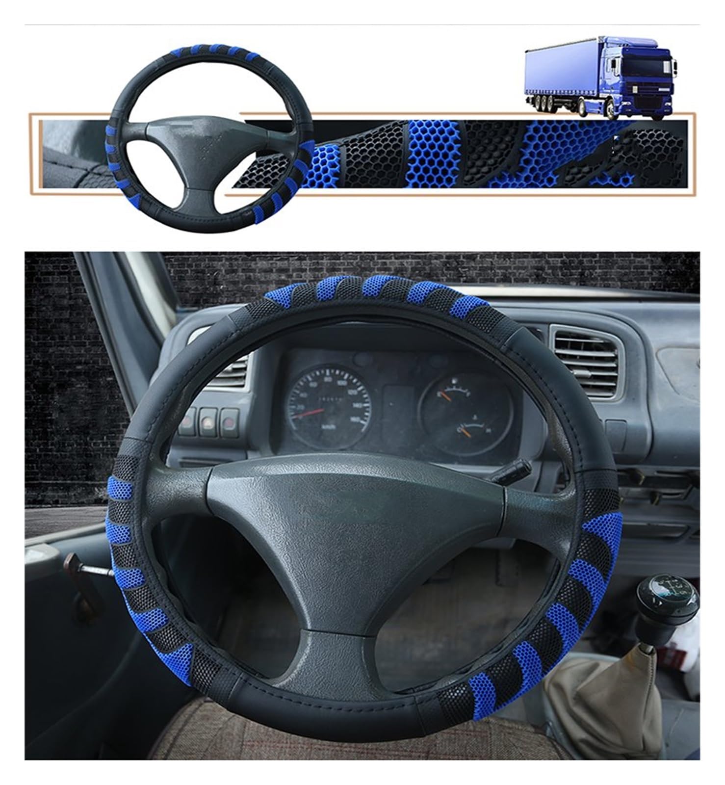 Funda Volante Coche Cubiertas De Volante De Cuero PU Azul, Cubierta De Volante De Coche De Diámetro para Coche, Autobús, Camión, 36 38 40 42 45 47 50cm Cubierta Volante (Tamaño : 47CM)