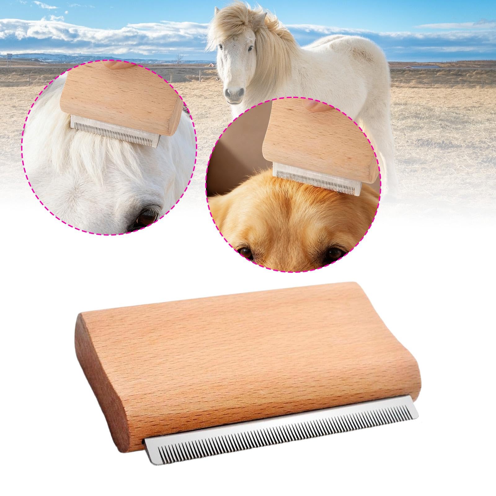 LOVIVER Brosse à Chevaux, étrille, Outil Professionnel d'épilation et de toilettage pour ânes et poneys en période de mue.