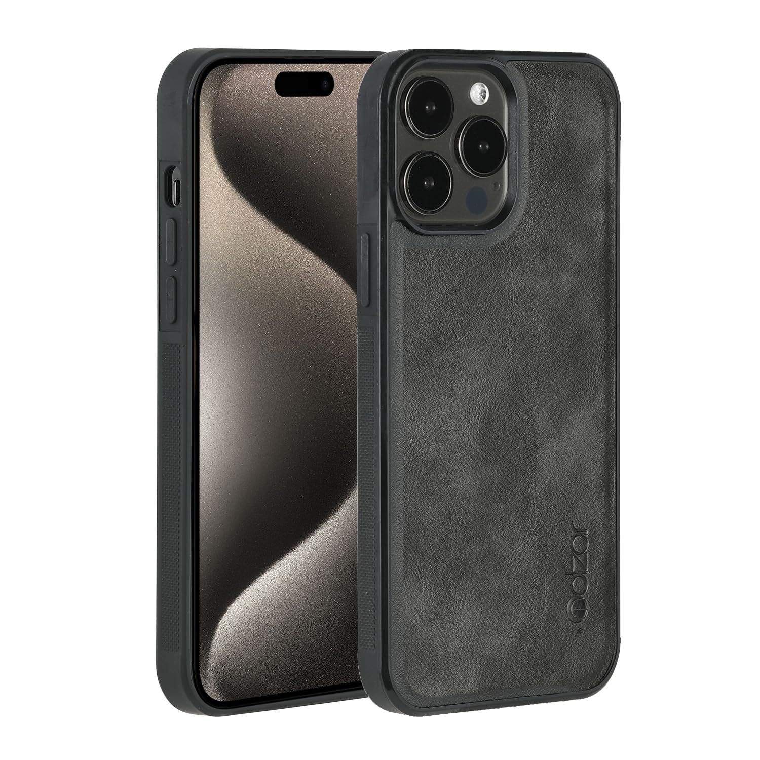 molzar GripBig Series for iPhone 15 Pro Max Case, Built-in Metal Plate for Magnetic Mount, Works with Qi-Certified Chargers, Compatible with iPhone 15 Pro Max, Black/Black