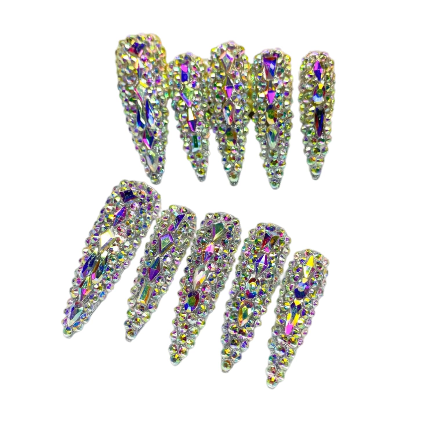 Handmade Press On Nails,10pcs/set long square glossy false nail,Artificial Nails Finger Manicure for Women and Girls Wearing Nails