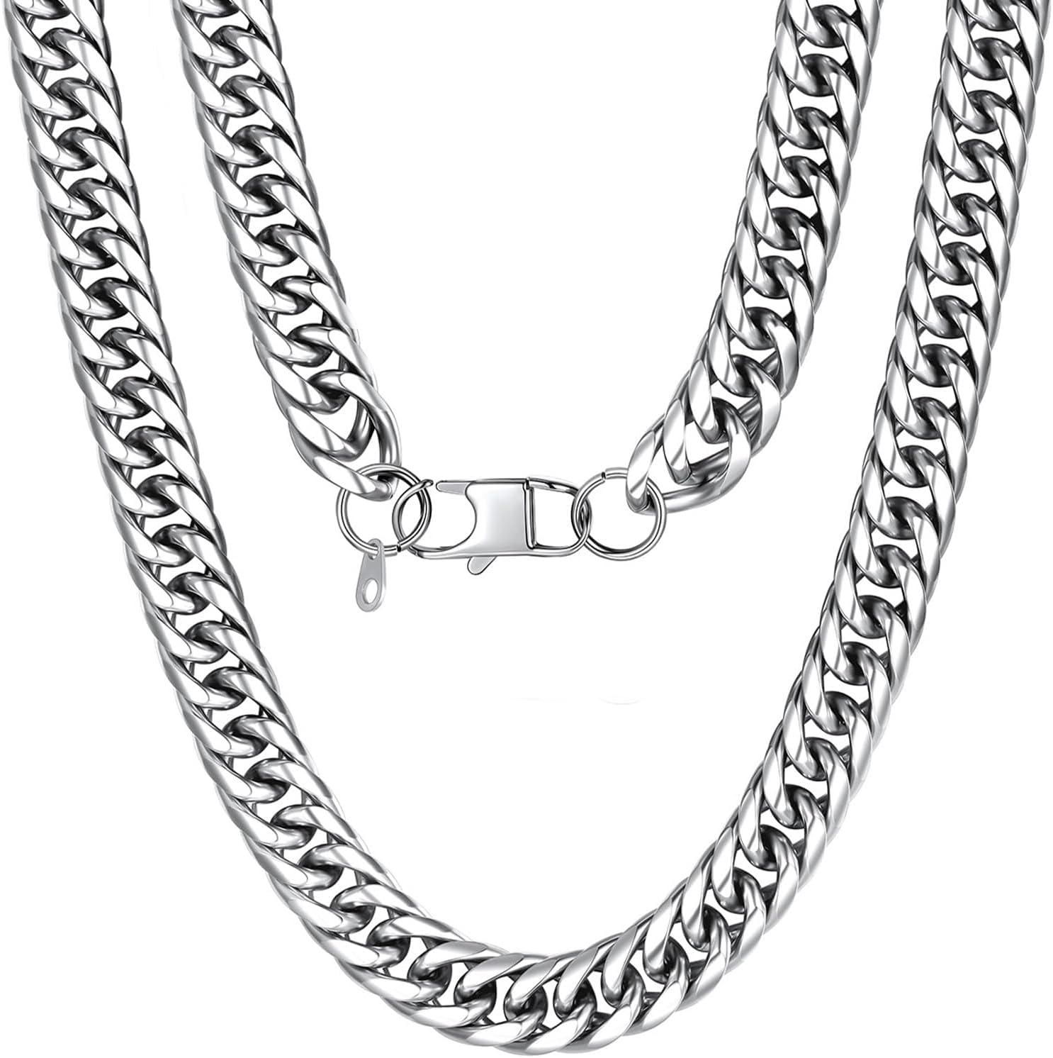 Cuban Link Chain Necklace for Men, 12mm/9mm/6mm Miami Curb Chain, Stainless Steel/Black/18K Gold Plated, Hip Hop Jewelry, Heavy Duty Thick Chain Gift for Him, 18-36 Inch