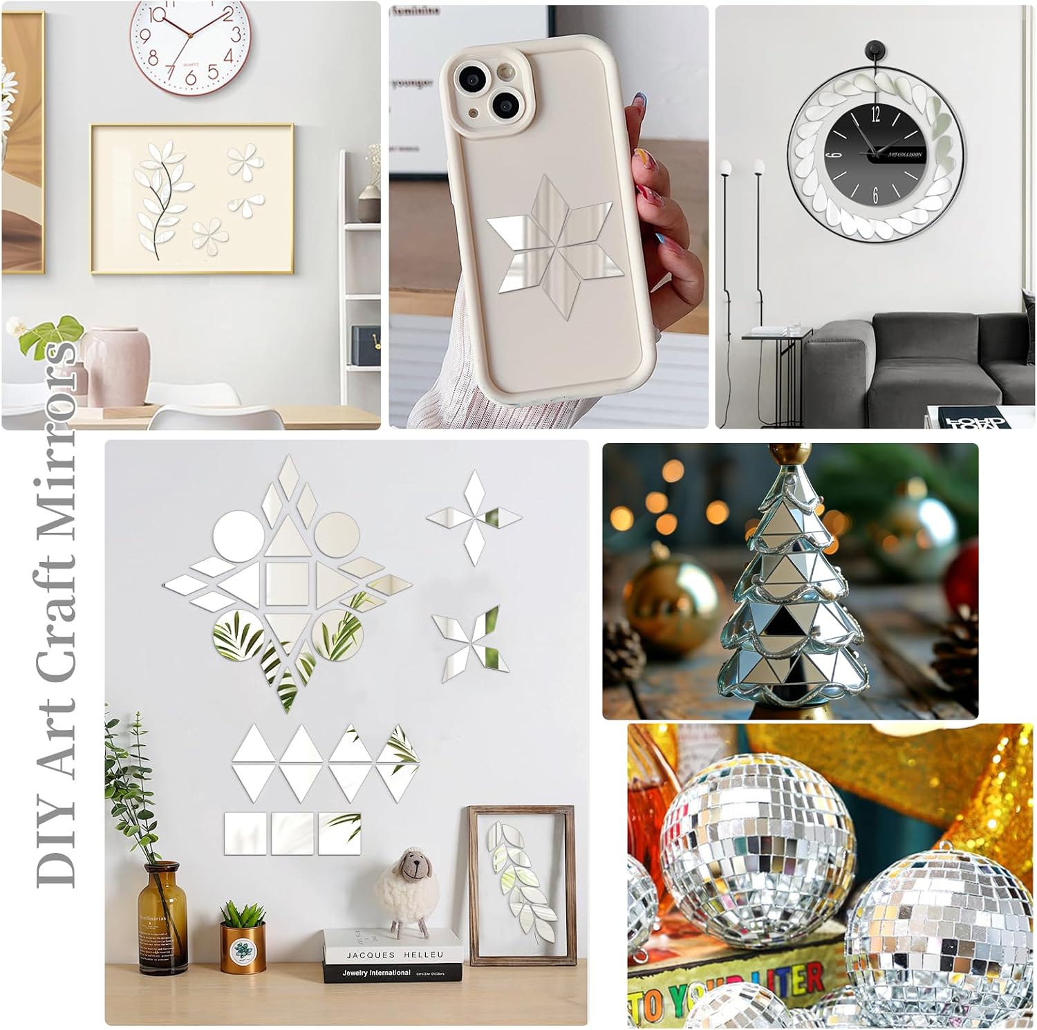 DARENYI 300Pcs Acrylic Mini Craft Mirrors Mosaic Tiles with Adhesive Backing, Ultra-Thin Triangle Self-Adhesive Mirror Pieces for Crafts, Jewelry Making, Backsplash, Home Wall Décor, 1 inch - Image 7