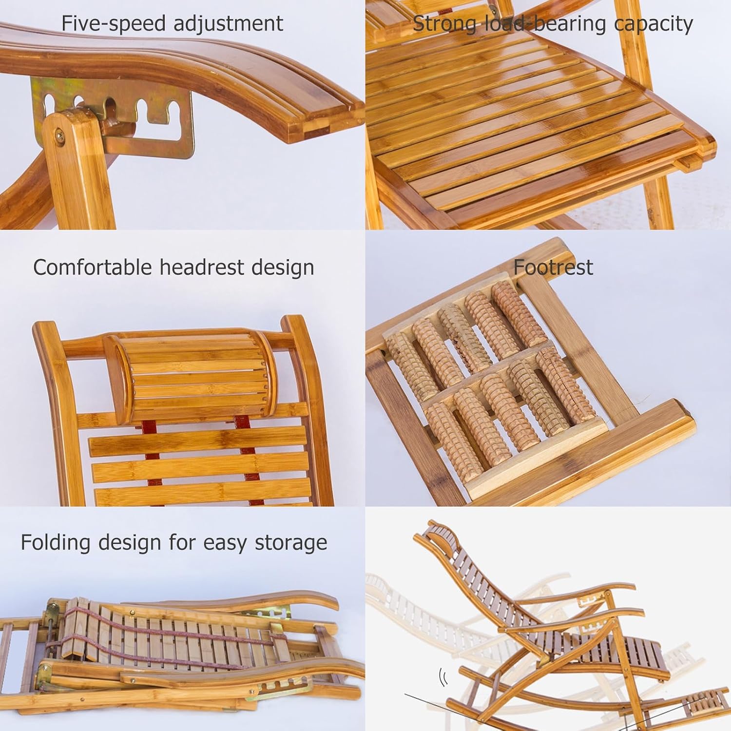Zero Gravity Rocking Bed Outdoor Folding Chaise Lounge Rocker Accent Armchair with Solid Wood Legs Comfy Reading Sofa with Cushion Small Gliding Seat for Bedroom Living Room Office ( Size : Original c