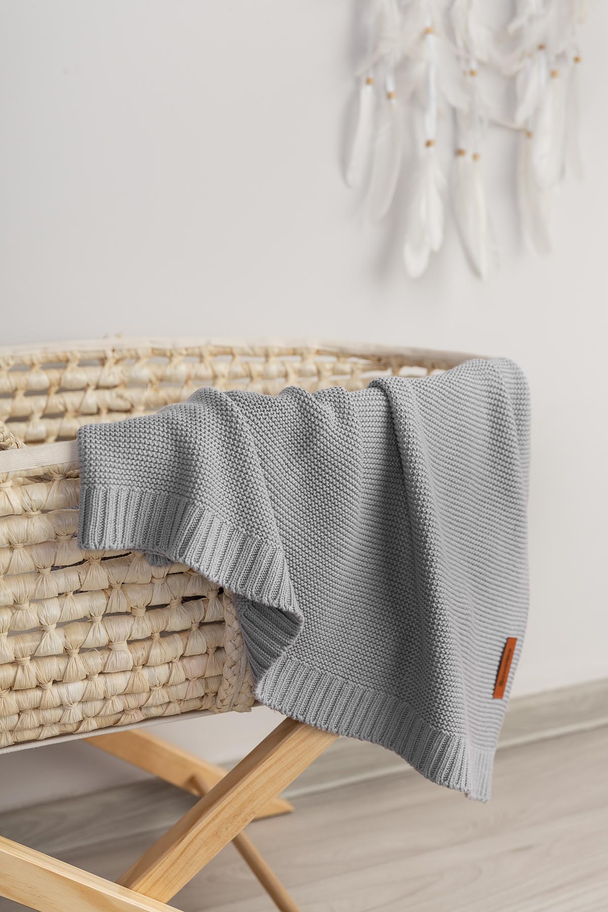 Coperta per neonati in cotone e bambù - Coperta morbida per neonati 80x100 cm - Coperta leggera a maglia per neonati e bambini - Grigio