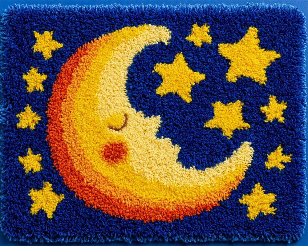FWRTYCB Latch Hook Rug Kit Moon and Stars