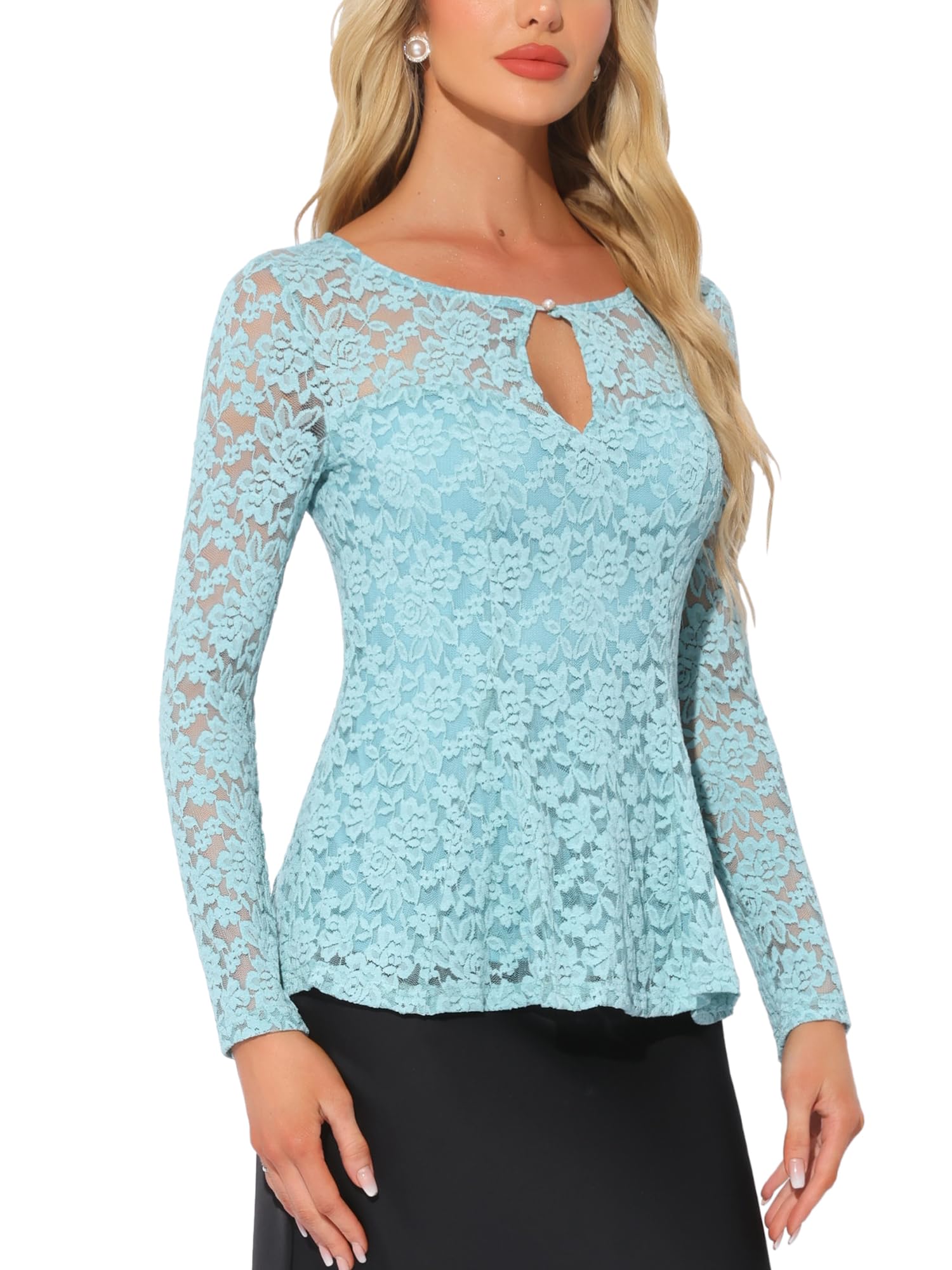 Amazon.com: Allegra K Women's Lace Peplum Blouse Formal Wedding