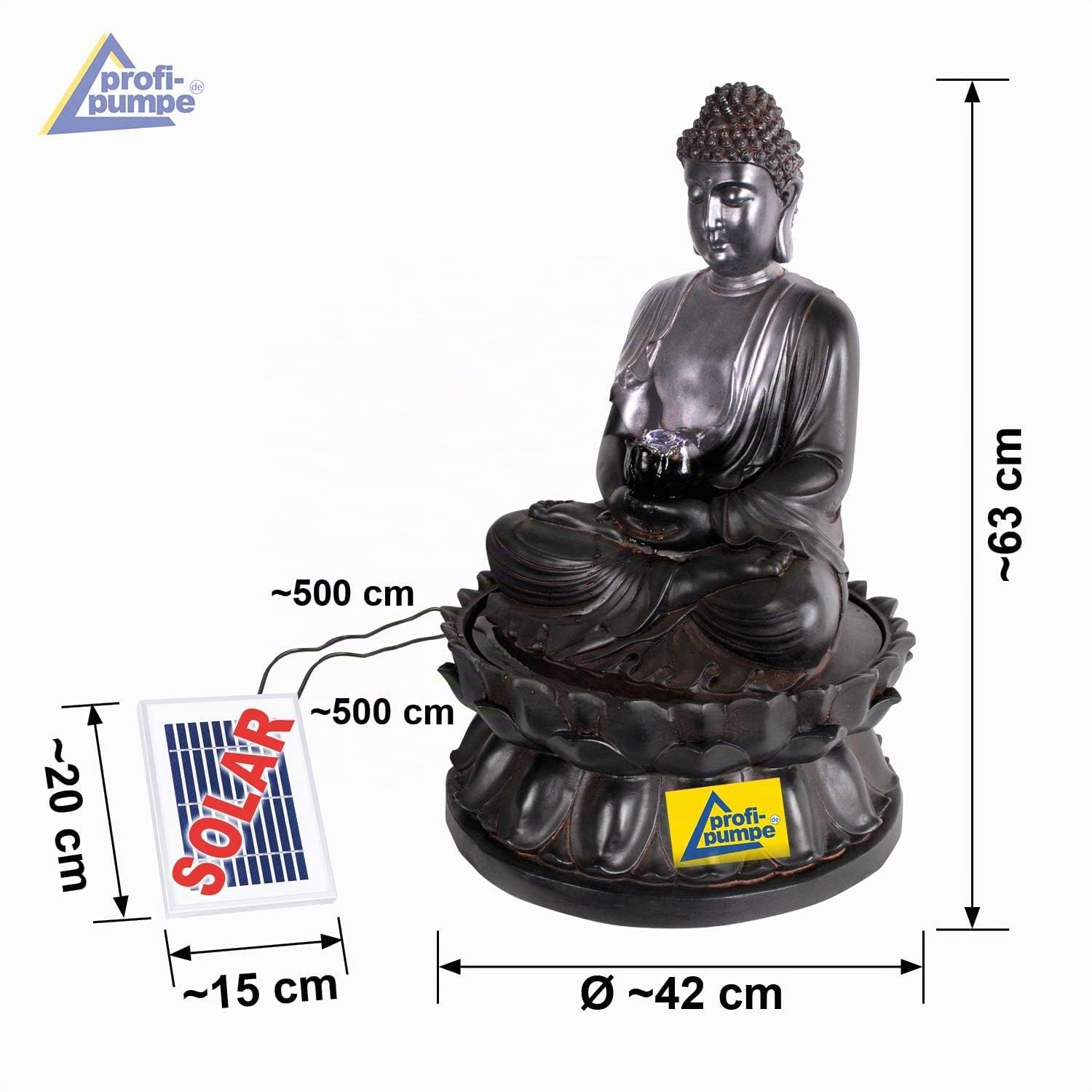 Fontaine de Jardin Solaire - Fontaine Bouddha Eternity - Bain d'oiseaux - Décoration de Jardin avec Pompe - Jeu d'eau pour Jardin, terrasse, Balcon, très décoratif - Lampe LED de Jardin