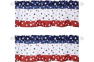 2 Pcs Patriotic Curtains 4th of July Star Valance Curtains