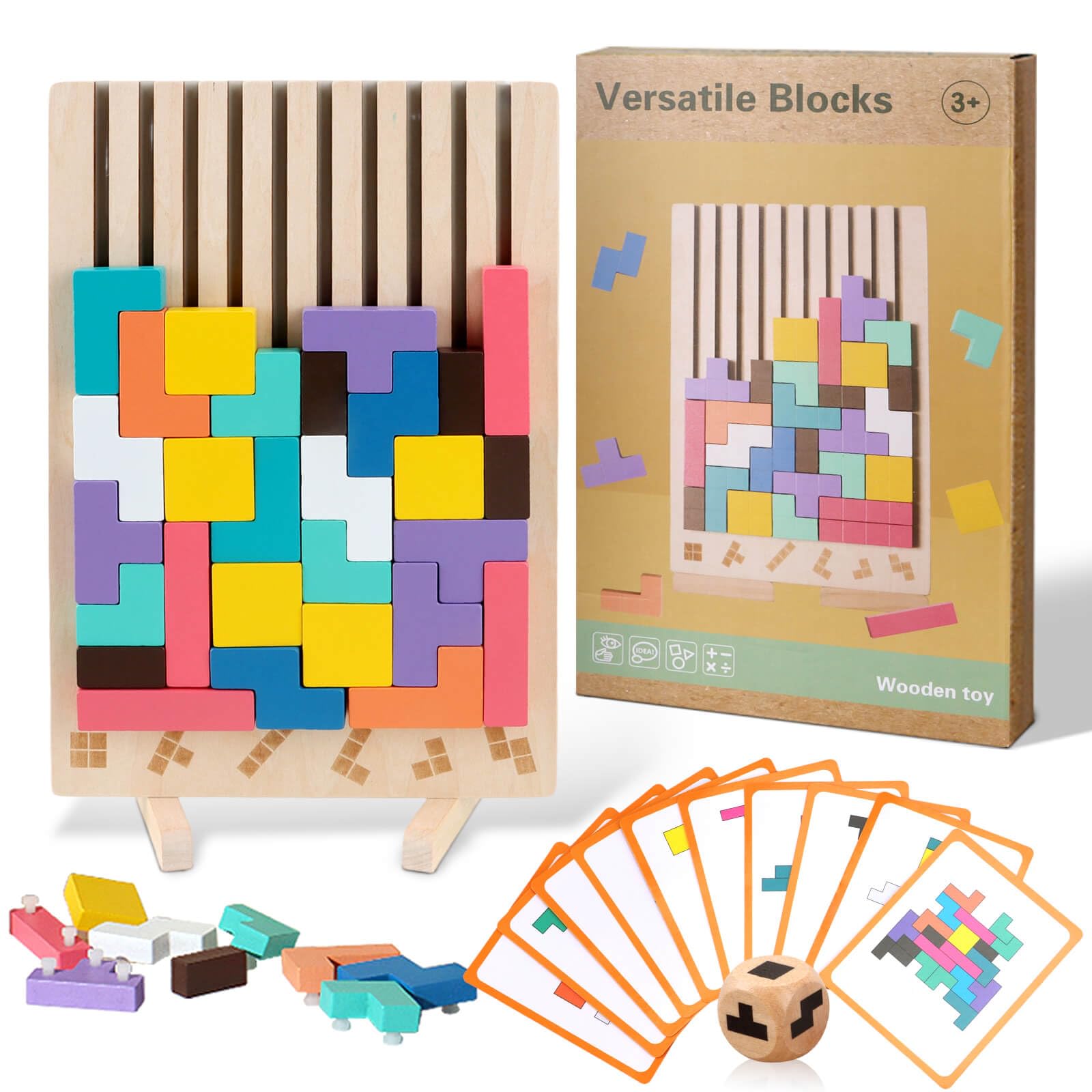 JONEG Toys for Kids 3-8 Year Old: Wooden Puzzle 3D Montessori Stacking Toy