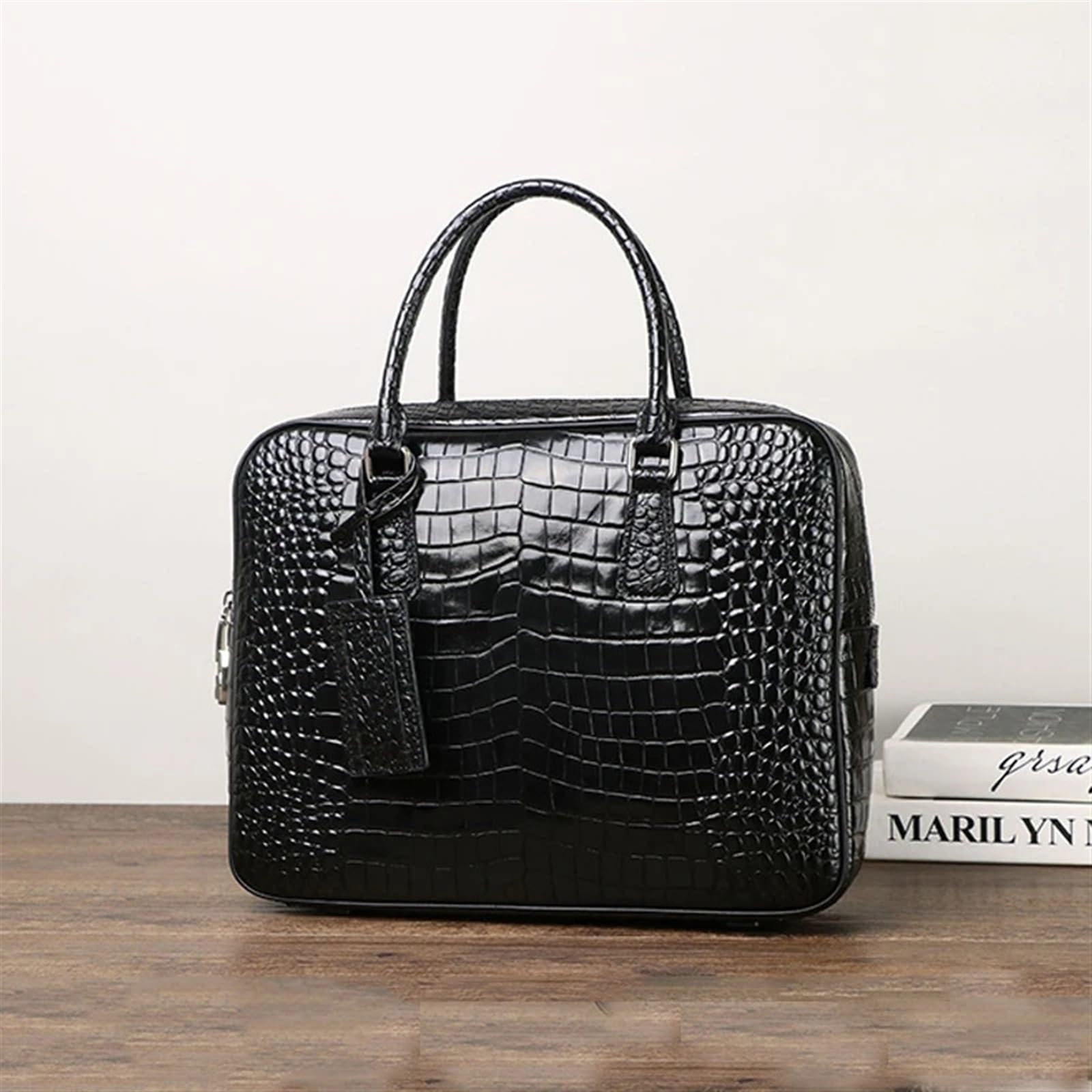 Cartella da Uomo Borsa da Uomo in Pelle, Borsetta, Valigetta da Uomo Borsa da Ufficio da Uomo Valigetta for Laptop da Uomo(Black)