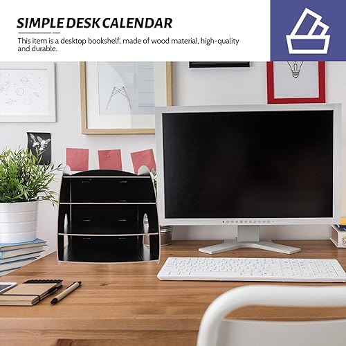 Miniatura 7 de Cabilock Organizador de archivos de madera, bandeja de papel de oficina, organizador A4 en forma de abanico, 3 ranuras, bandeja de documentos de