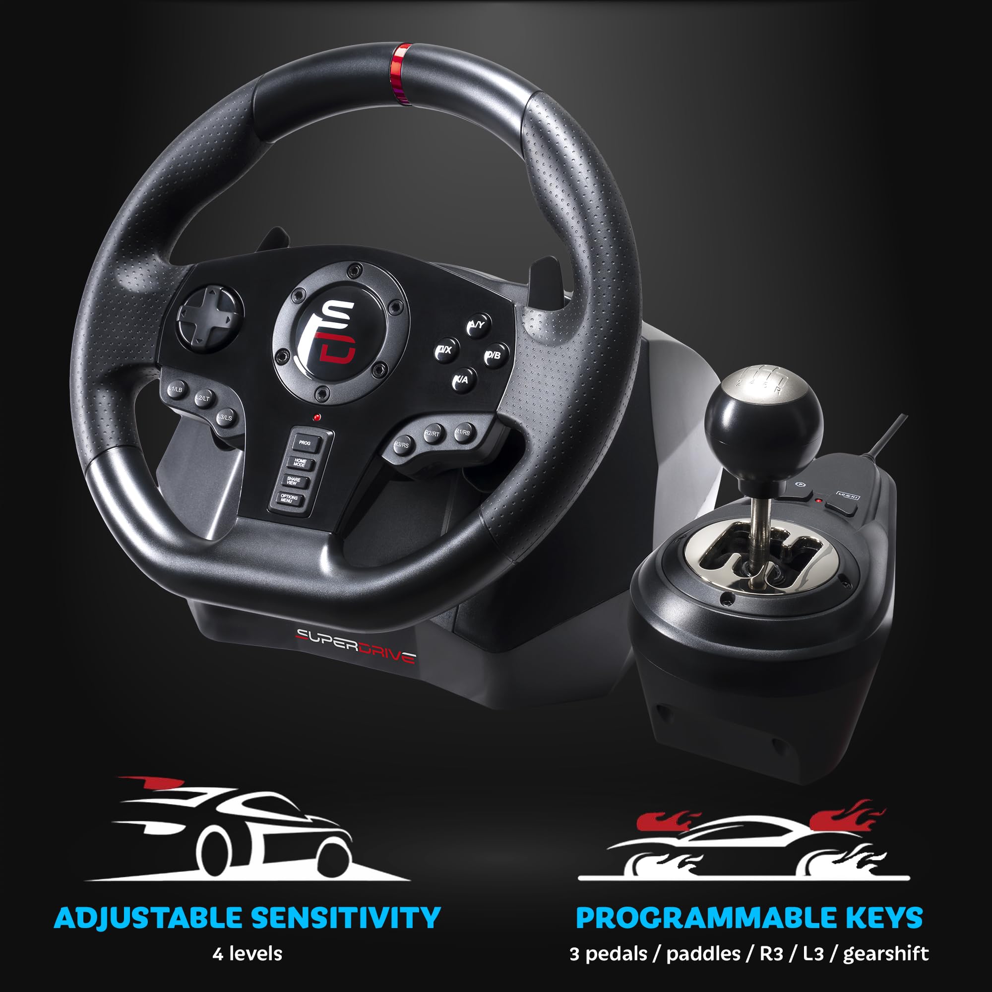 Subsonic - Koło wyścigowe Gs850-X z ręczną manetką, 3 pedały