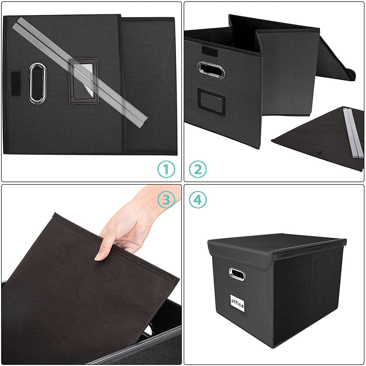 Okydoky Scatole di archiviazione con coperchio, Scatola per file sospesi A4 realizzata in fibra di legno e carta con elegante aspetto lino, adatta per casa e ufficio, e scatole di archiviazione per