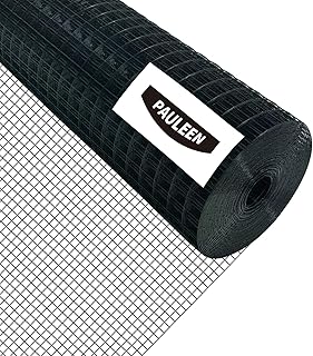Black Hardware Cloth 24" x 50' 1 Inch 16 Gauge, PVC Coated Galvanized Steel Wire Mesh Roll, Welded Metal Fencing for Chicken Coop, Garden Fence, Poultry, Rabbit, Snake Barrier, and Home Improvement