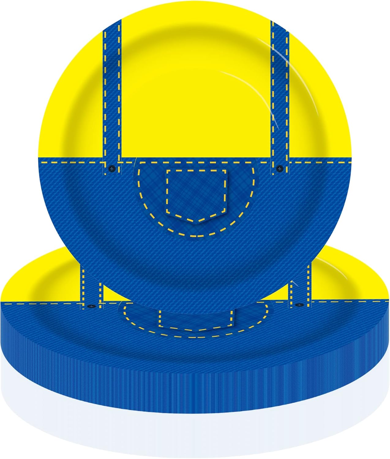 Nuwontun Yellow Cartoon Birthday Party Supplies 16Pcs Yellow Cartoon Plates for