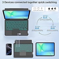 Vista 6 de Combo Touch - Funda con teclado táctil para Samsung Galaxy Tab S10 FE/S10 Lite/S9 FE de 10.9 pulgadas, teclado retroiluminado desmontable magnético