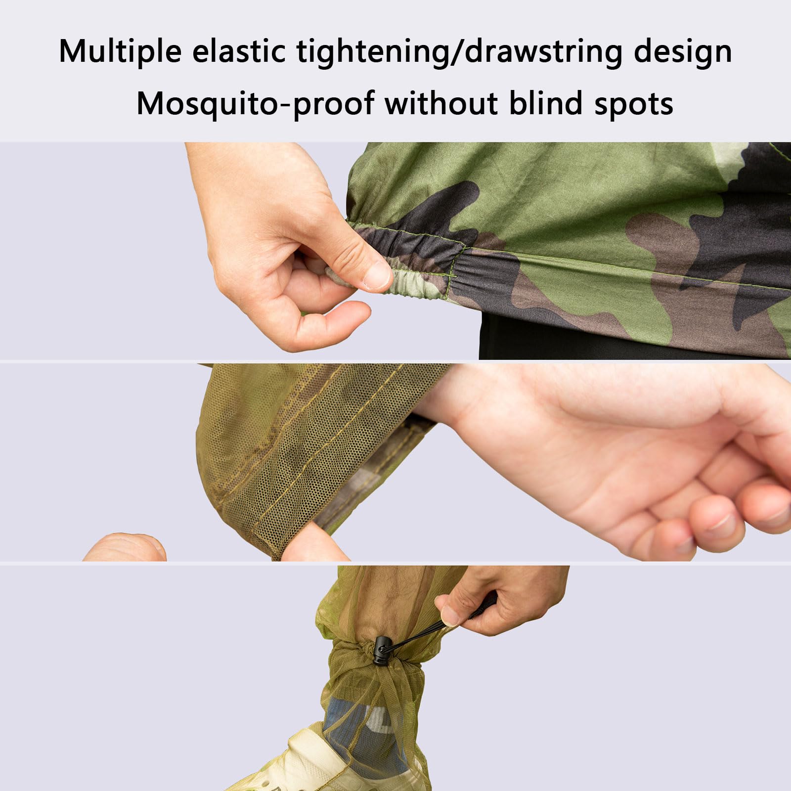 Combinaison Anti Moustiques Réglable Respirante Vêtements Répulsifs pour Activités Plein Air Camping Pêche Randonnée-Green||M(170-180cm)