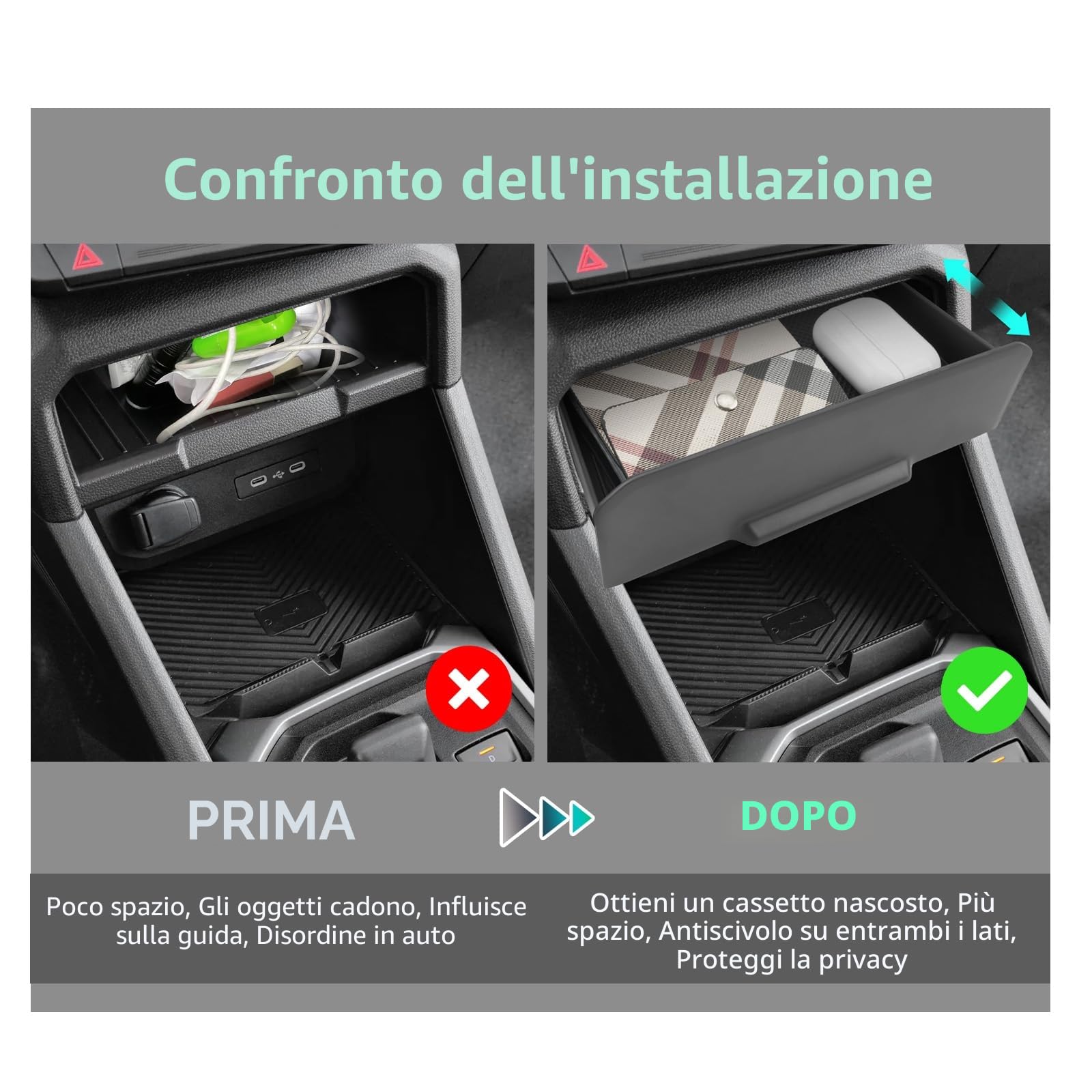 GAFAT Dacia Duster 3 2025 2026 2024/ Dacia Bigster Console Centrale Contenitore Cassetto, Dacia Duster III 2024 Nascosto Organizer Vassoio Per telefono e effetti personali, Accessori Dacia Duster 2025