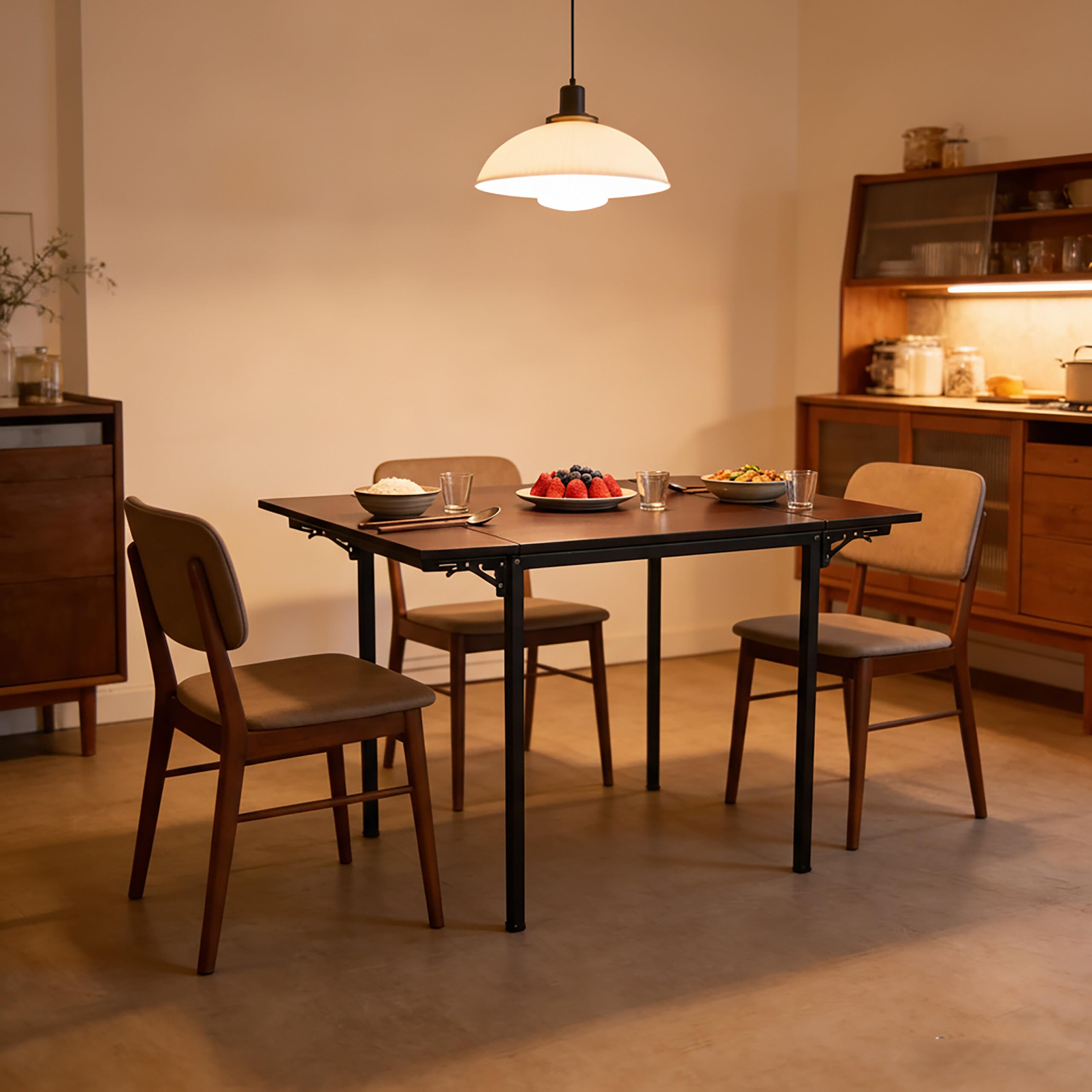 Relaxdays Tavolo da pranzo pieghevole, 2-4 persone HLP 76x120x78 cm, salvaspazio, cucina, MDF e metallo, naturale/bianco