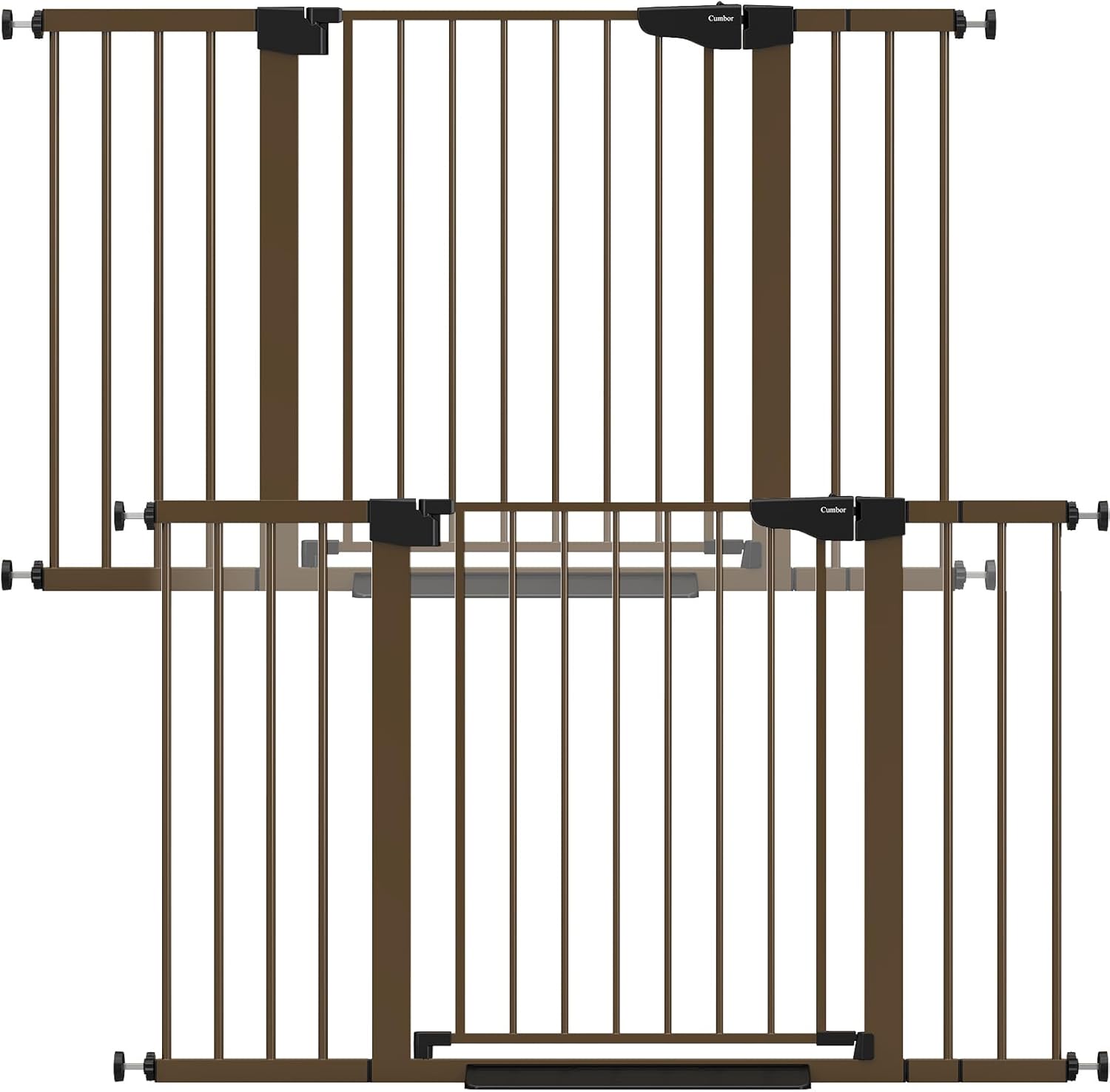Cumbor 2 Pack 29.7"-51.5" Extra Wide Baby Gate for Stairs, Pressure Mounted Walk Through Pet Gate, Brown