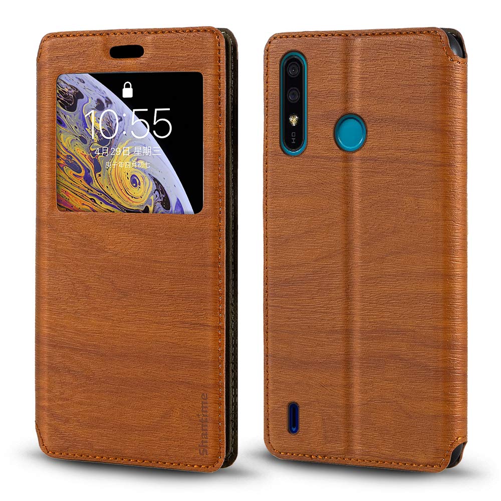 Viewable Window Leather Flip Case Compatible with ITEL A56, Elegant Design Clear Display Invisible Magnetic Cover and Card Slot(Brown)