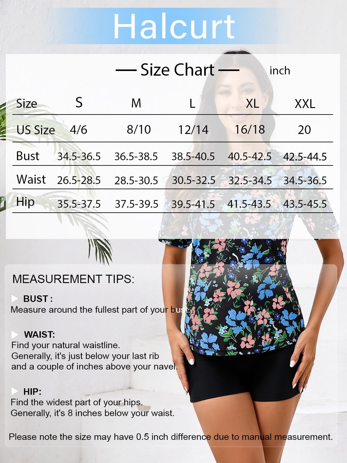 Halcurt Integrierter Damen-BH, Rashguard, UPF 50, zweiteiliger Badeanzug, Shirt und Boardshorts