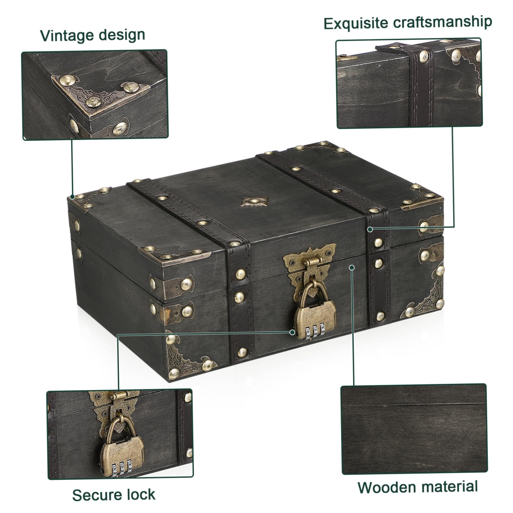 BESTYASH Schmuckschatulle Mit Schloss Vintage-aufbewahrungsbox Für Damen Dekorative Schmuckdose Mit Zahlenschloss Kleine Vintage-schmuckkästchen Für Halsketten Ringe Und Armbänder