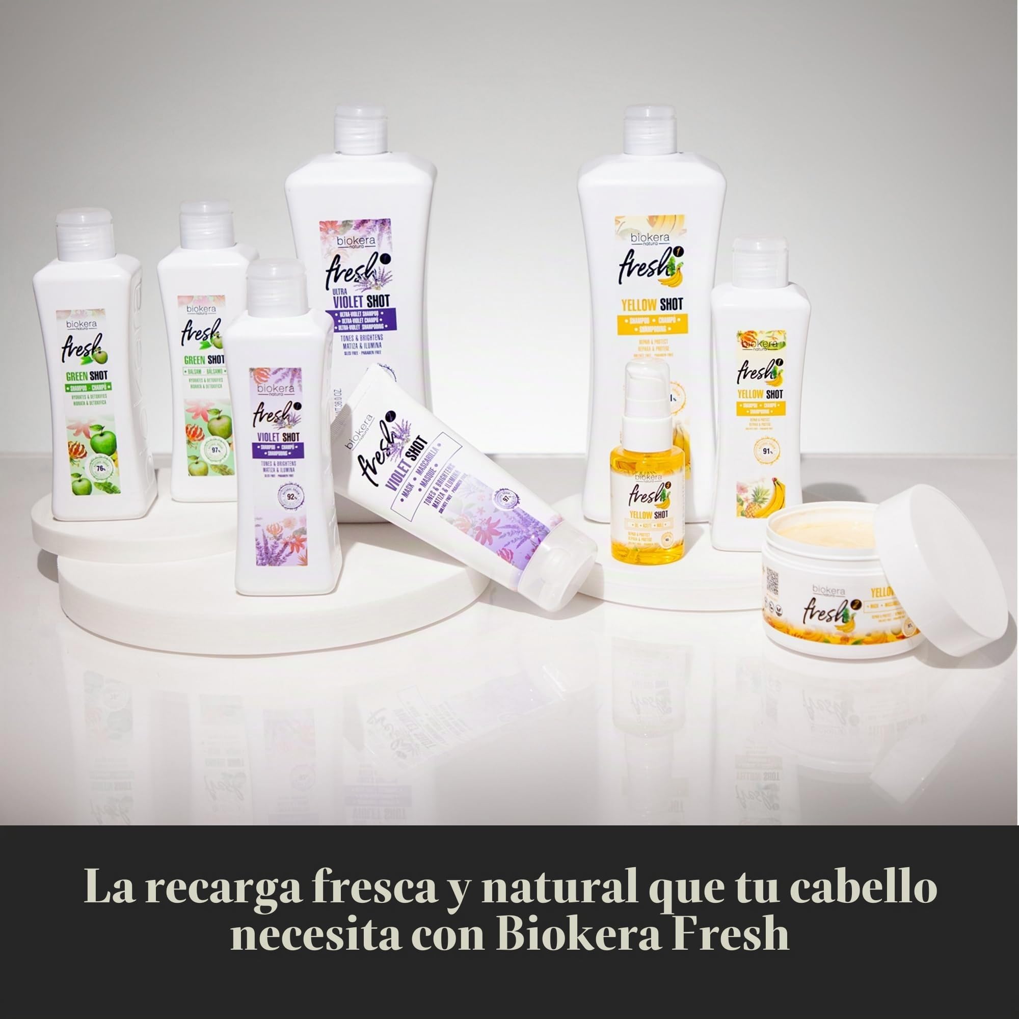 SALERM - Champú Reparador Yellow Shot - Biokera Fresh - 1000 ml - Repara y Protege - para un Cabello con Brillo y sin Encrespamiento - Champú sin Sulfatos ni Parabenos