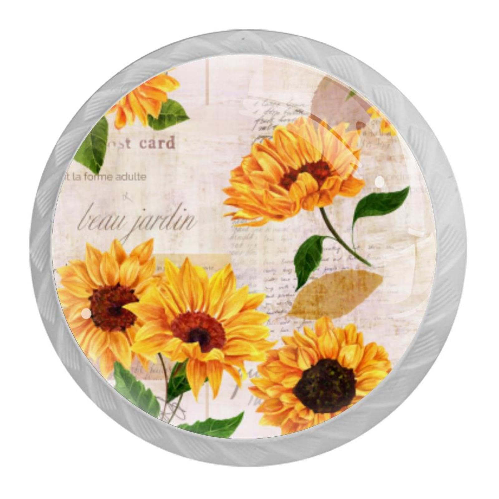 Tqmspg Multi12 4 Pieces Drawer Pulls Sunflowers Door Knobs Dresser Handles For Kitchen Wardrobe Cupboard Hardware Furniture